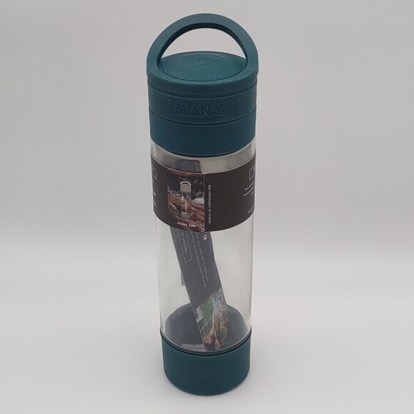 NEW Avana Makai 19 oz Deep See Green Glass Water Bottle ~ Dual Opening - Picture 5 of 7